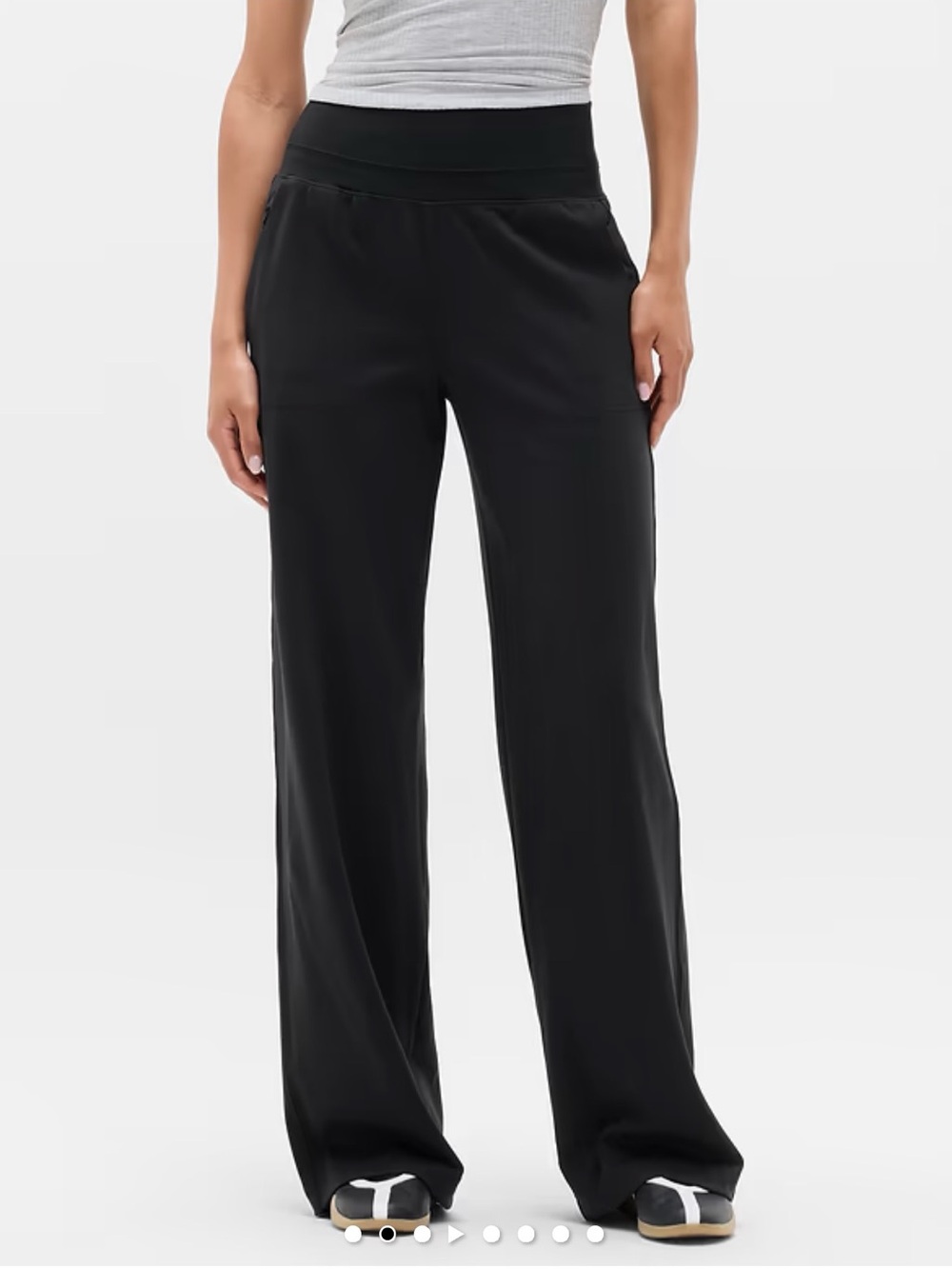Athleta Black Wide-Leg Track Pants - Picture 2 of 6